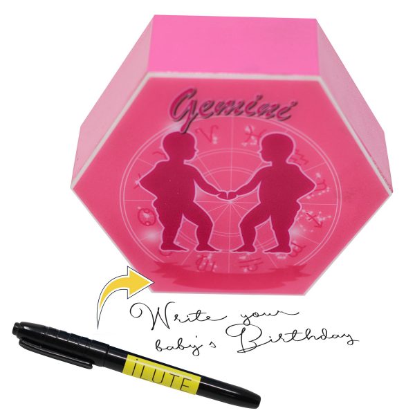 Led lighting Zodiac Sign Gemini - color Pink - Girl