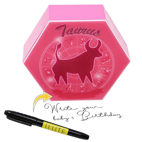 Led lighting Zodiac Sign Taurus - color Pink - Girl