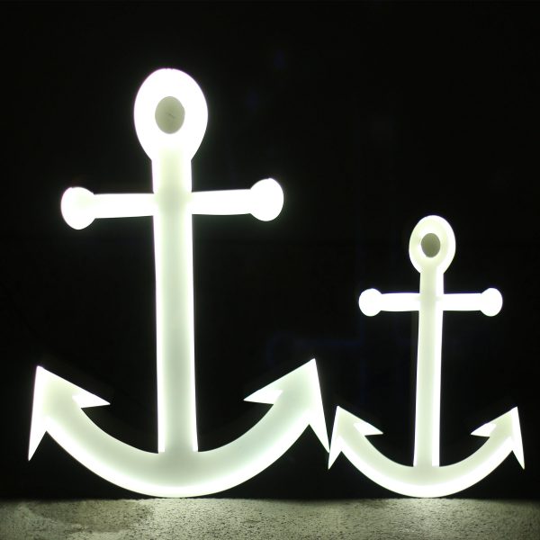 Neon Style symbol Anchor set