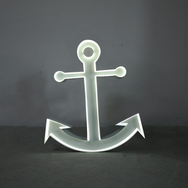 Neon Style symbol Anchor set